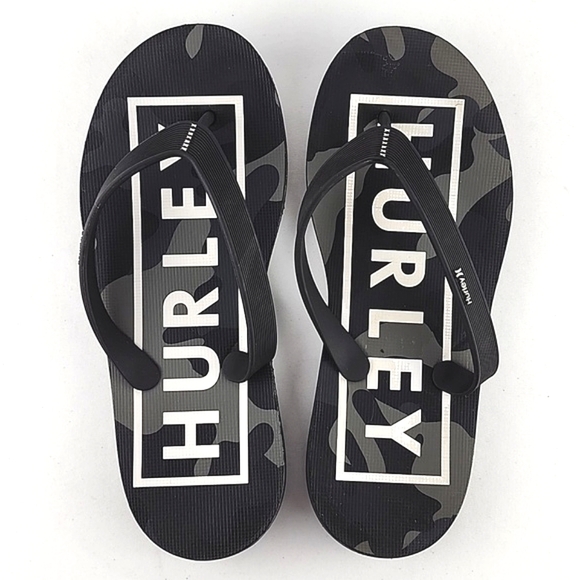 Hurley Men's Camo Black Grey  Flip Flops Thongs Size 7 - Picture 6 of 10